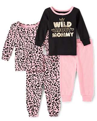 Baby And Toddler Girls Leopard Snug Fit Cotton Pajamas 2-Pack