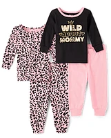 Baby And Toddler Girls Leopard Snug Fit Cotton Pajamas 2-Pack