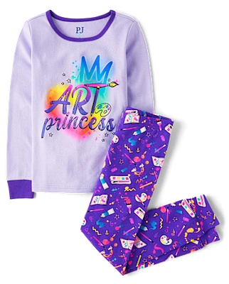 Girls Art Princess Snug Fit Cotton Pajamas