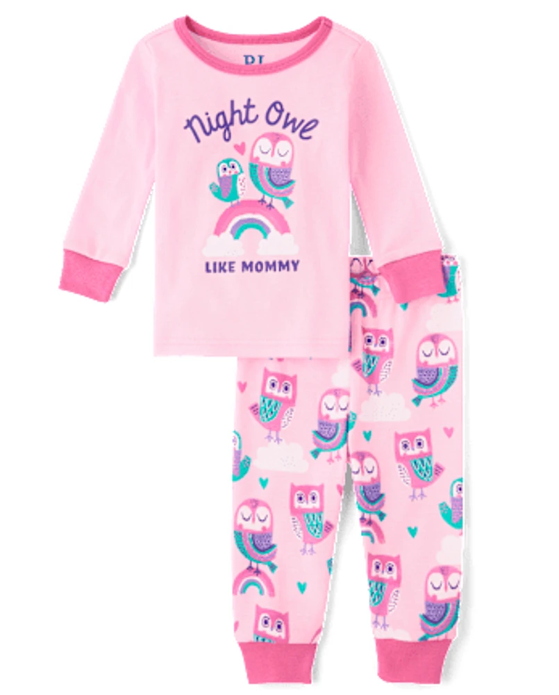 Baby And Toddler Girls Night Owl Snug Fit Cotton Pajamas