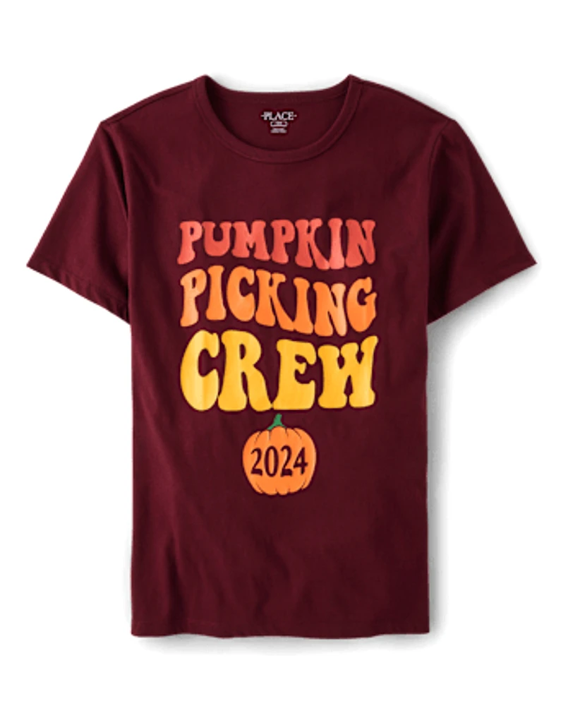 Unisex Adult Matching Family Pumpkin Picking Crew 2024 Graphic Tee