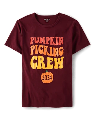 Unisex Adult Matching Family Pumpkin Picking Crew 2024 Graphic Tee