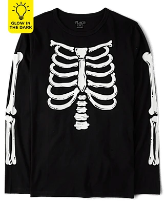 Unisex Adult Matching Family Glow Skeleton Graphic Tee