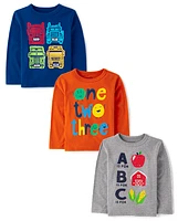 Baby And Toddler Boys Educational Graphic Tee 3-Pack