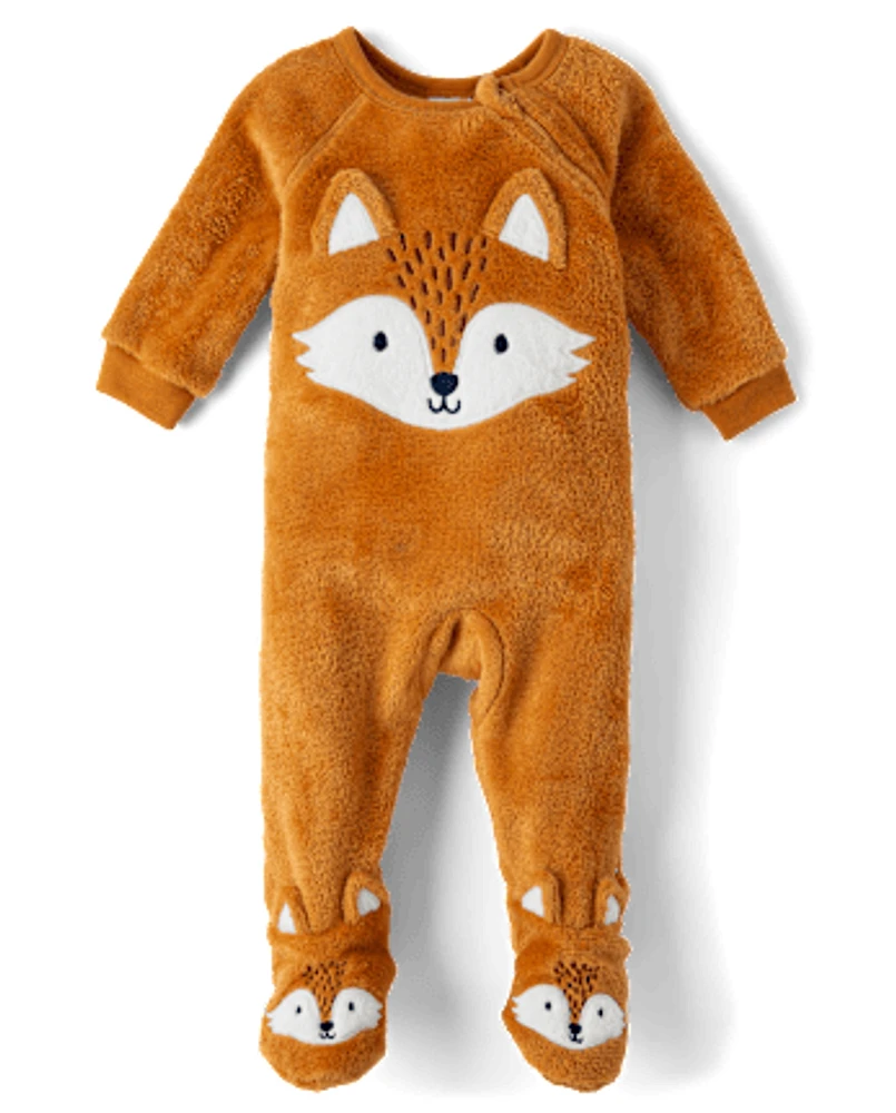 Unisex Baby And Toddler Fox Fleece Footed One Piece Pajamas