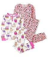 Girls Leopard Cat Snug Fit Cotton Pajamas 2-Pack