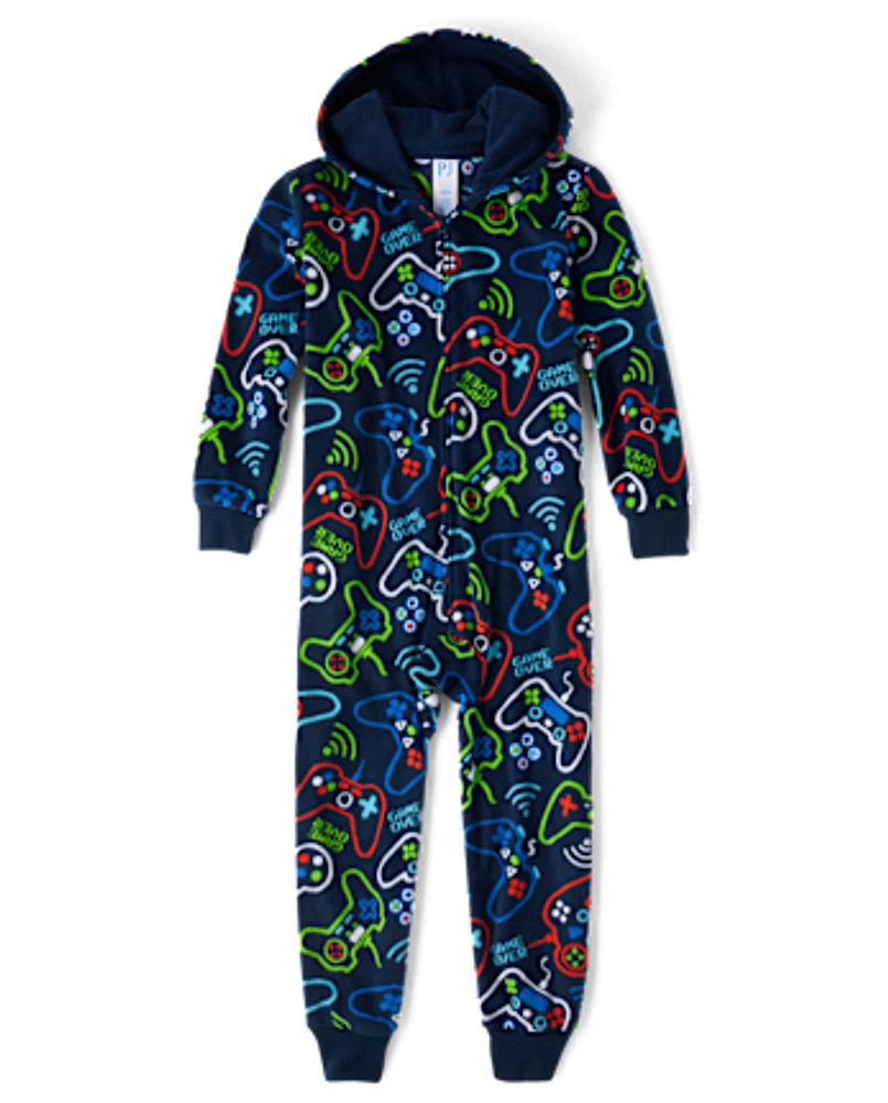 Boys Gamer Microfleece One Piece Pajamas