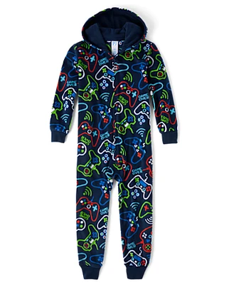 Boys Gamer Microfleece One Piece Pajamas