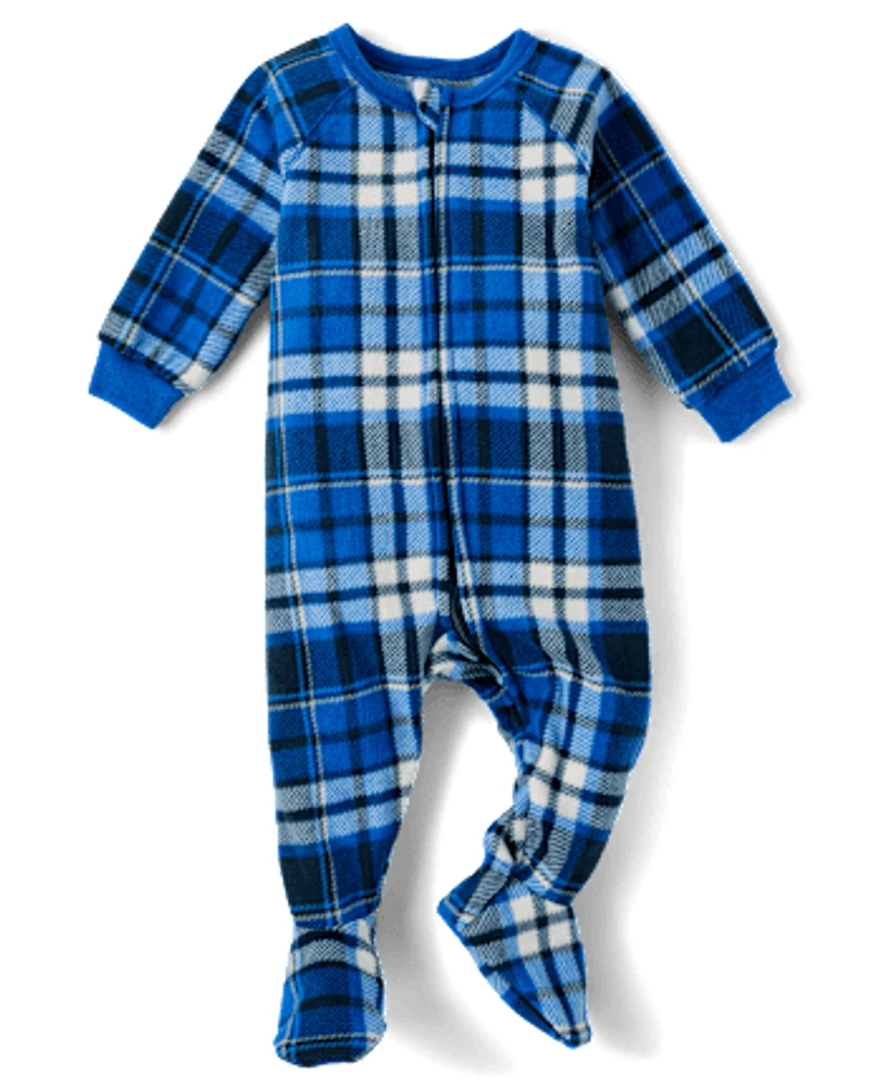 Baby And Toddler Boys Plaid Microfleece Footed One Piece Pajamas