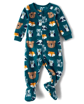 Baby And Toddler Boys Animal Microfleece Footed One Piece Pajamas