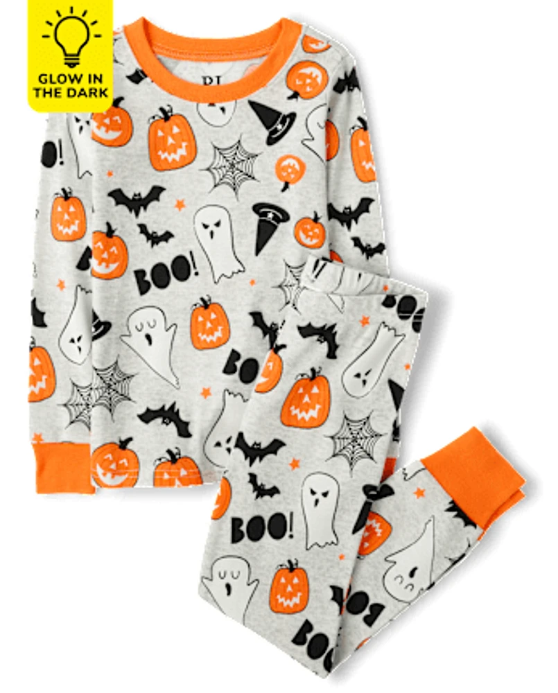 Unisex Kids Matching Family Glow Halloween Snug Fit Cotton Pajamas