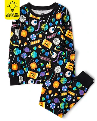 Unisex Kids Glow Halloween Candy Snug Fit Cotton Pajamas