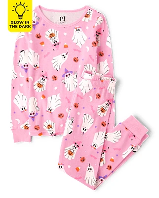 Girls Glow Ghost Snug Fit Cotton Pajamas