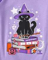 Girls Glow Cat Witch Snug Fit Cotton Pajamas