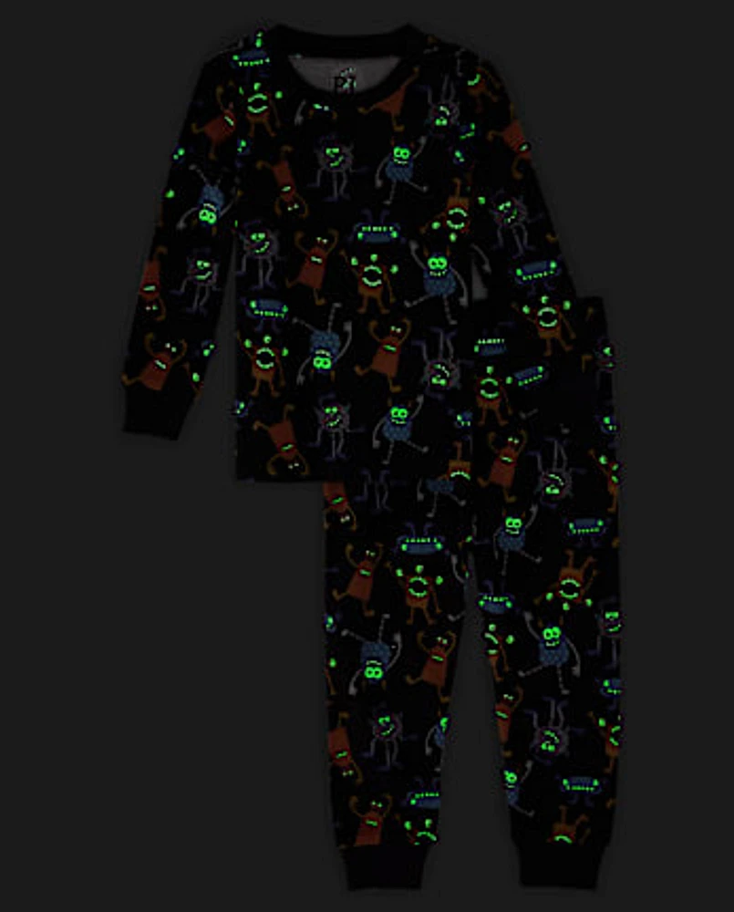 Unisex Baby And Toddler Glow Monster Snug Fit Cotton Pajamas