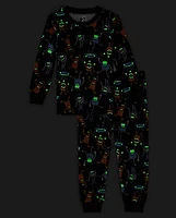 Unisex Baby And Toddler Glow Monster Snug Fit Cotton Pajamas