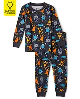 Baby And Toddler Glow Monster Snug Fit Cotton Pajamas