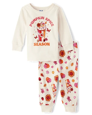 Baby And Toddler Girls Pumpkin Spice Season Snug Fit Cotton Pajamas