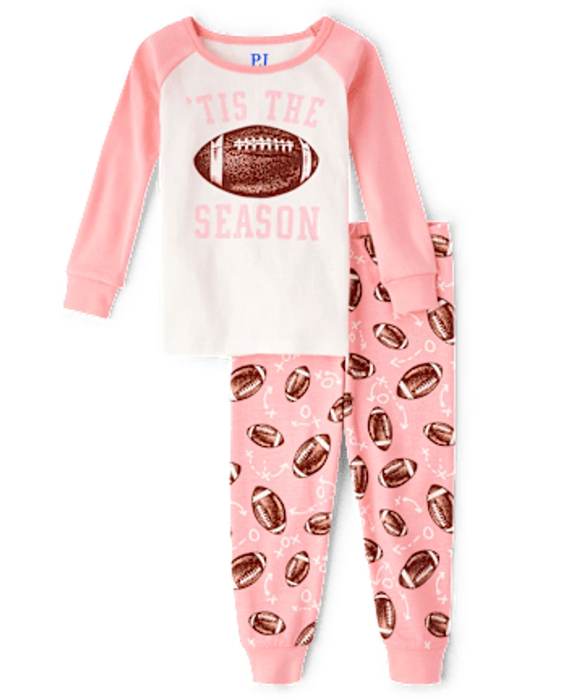 Baby And Toddler Girls Matching Family Football Snug Fit Cotton Pajamas