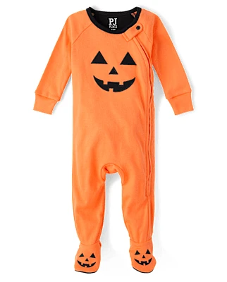 Unisex Baby And Toddler Pumpkin Face Snug Fit Cotton Footed One Piece Pajamas