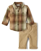 Baby Boys Matching Family Plaid 2-Piece Outfit Set