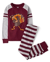 Unisex Kids Turkey Dab Snug Fit Cotton Pajamas