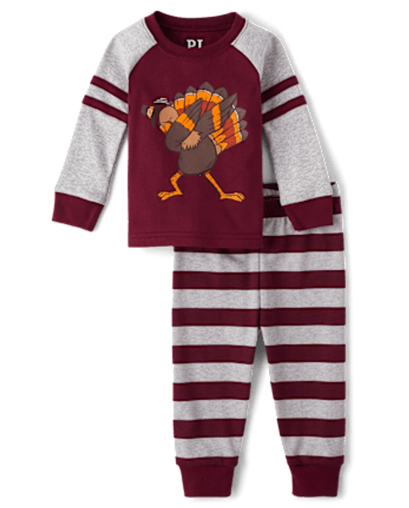 Unisex Baby And Toddler Turkey Dab Snug Fit Cotton Pajamas