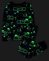 Unisex Kids Glow Christmas Train Snug Fit Cotton Pajamas