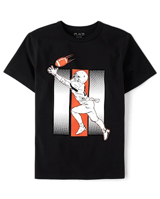 Boys Glow Football Player Graphic Tee