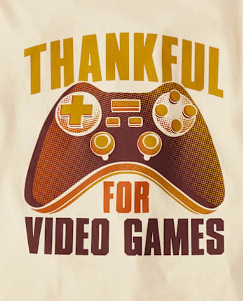 Boys Thankful For Video Games Graphic Tee