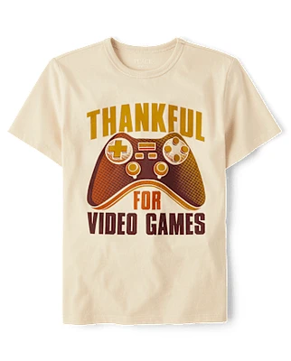 Boys Thankful For Video Games Graphic Tee