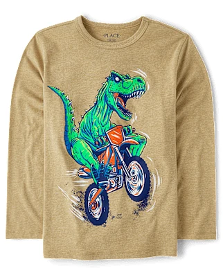 Boys Dino Motorcycle Graphic Tee