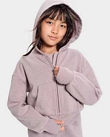 Girls Fleece Cropped Zip Up Hoodie