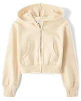 Girls Fleece Cropped Zip Up Hoodie