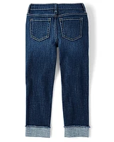 Girls Roll Cuff Straight Jeans