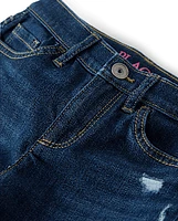 Girls Roll Cuff Straight Jeans