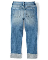 Girls Roll Cuff Straight Jeans