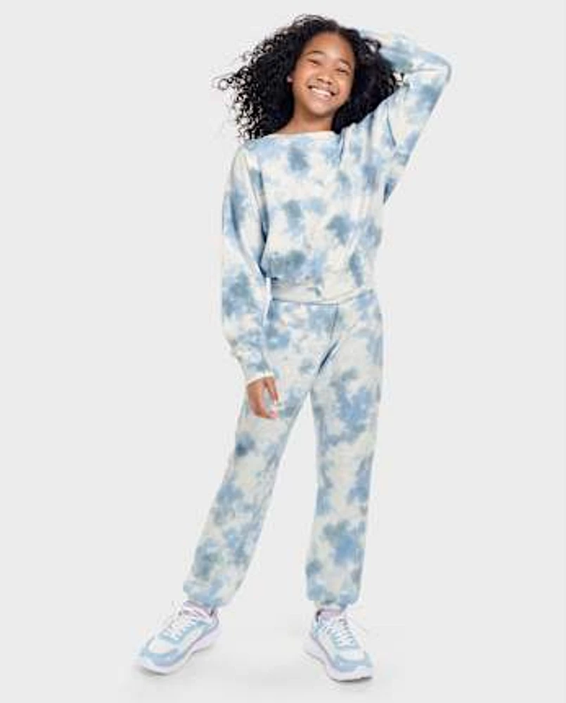 Girls Tie Dye Fleece Jogger Pants