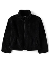 Girls Sherpa Zip Up Jacket