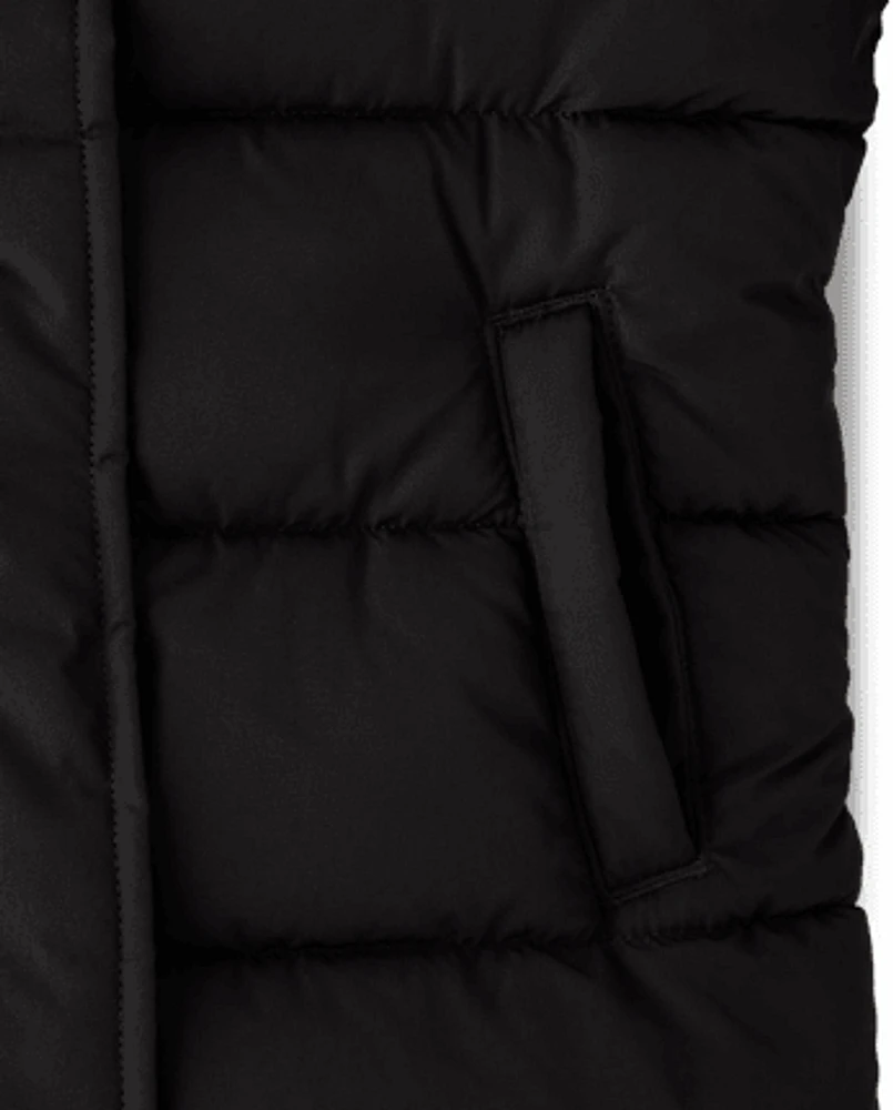 Girls Quilted Long Puffer Jacket