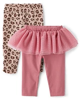 Ensemble de 2 leggings tutu léopard pour bébés filles