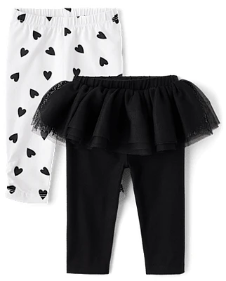 Bébés filles Leggings coeur tutu 2-Pack