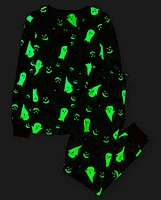 Womens Matching Family Glow Halloween Henley Cotton Pajamas