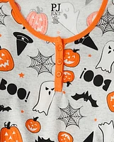 Womens Matching Family Glow Halloween Henley Cotton Pajamas