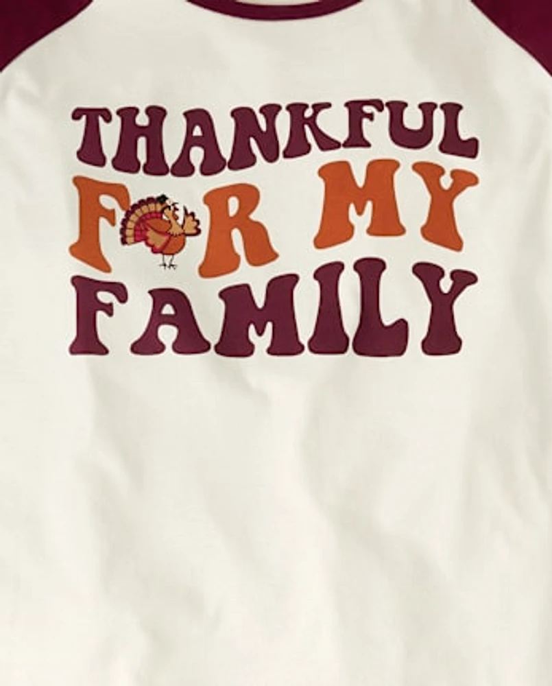 Femme Famille assortie Pyjama en coton et flanelle Thankful