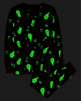 Mens Matching Family Glow Halloween Henley Cotton Pajamas