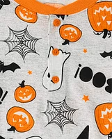 Mens Matching Family Glow Halloween Henley Cotton Pajamas