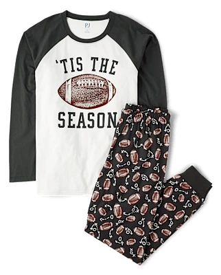 Mens Matching Family Football Cotton Pajamas