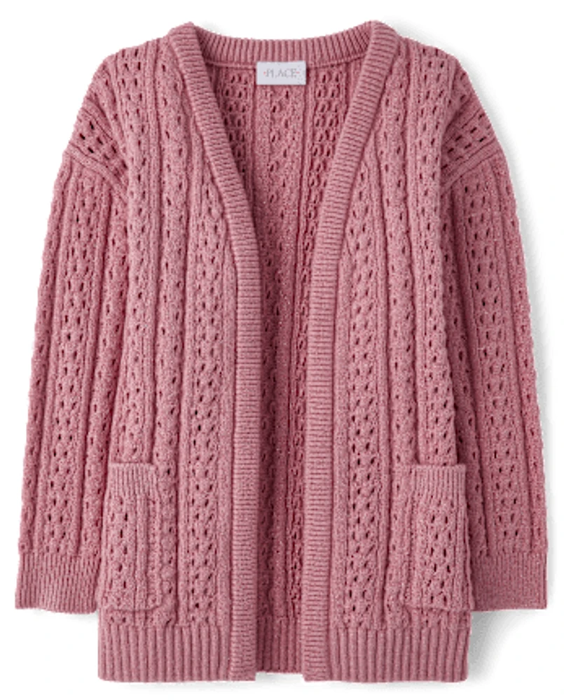 Girls Open Front Cardigan