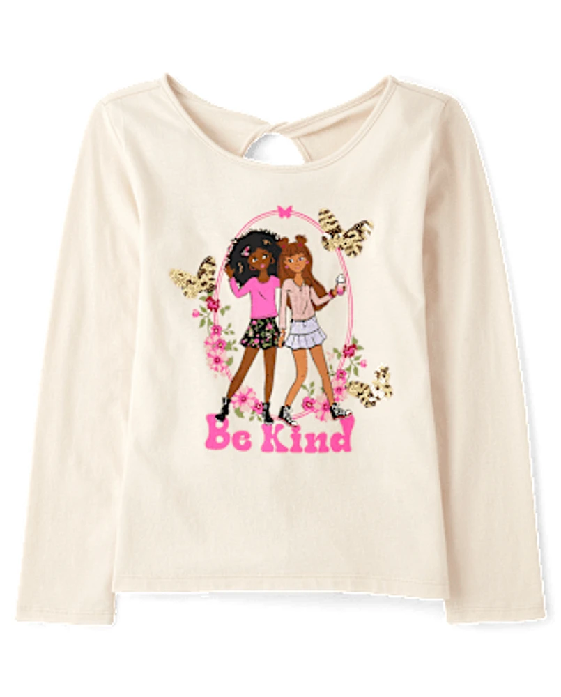 Haut graphique à dos torsadé pour fille